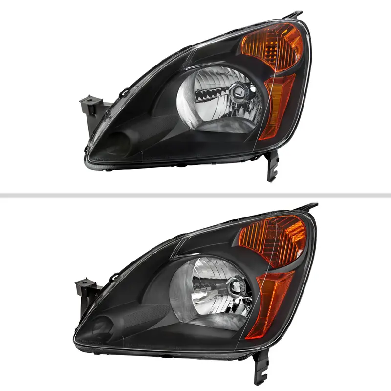 Spec-D 02-04 Honda Cr-V Headlights Oem Style Black Amber 2