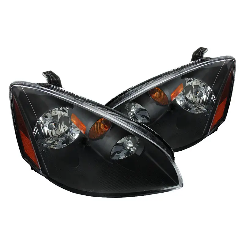 Spec-D 02-04 Nissan Altima Headlights Crystal Matte Black/Clear Amber 1