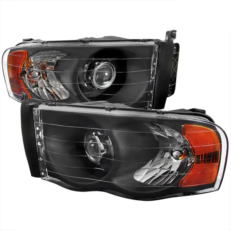 Spec-D 02-05 Dodge Ram 1500 2500 3500 Headlights Black/Amber 1