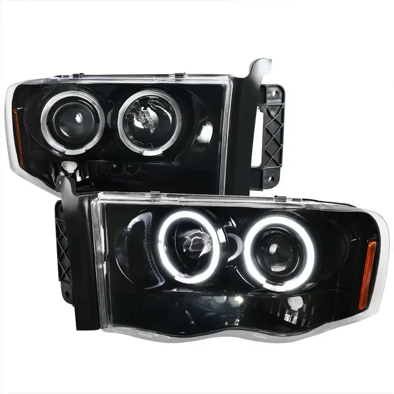 Spec-D 02-05 Dodge Ram Dual Halo Projector Headlights Black 1
