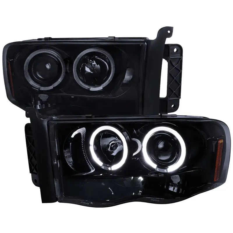 Spec-D 02-05 Dodge Ram Dual Halo Projector Headlights Smoked 1
