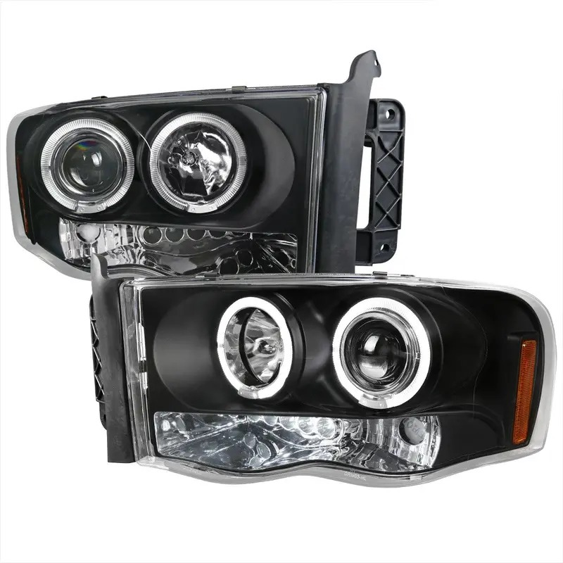 Spec-D 02-05 Dodge Ram Halo Led Projector Headlights Black 1