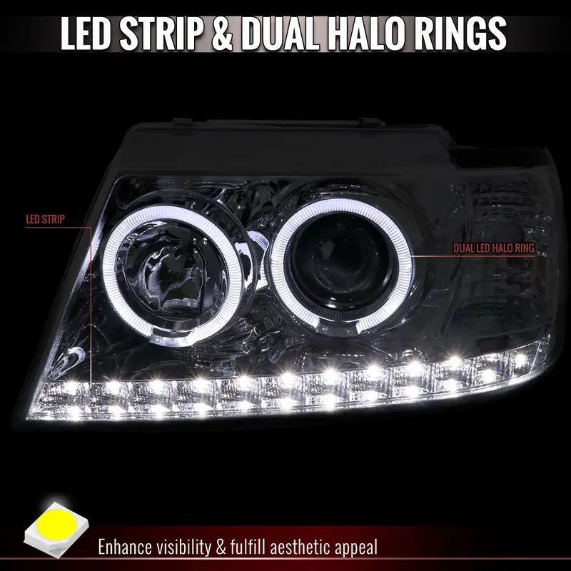 Spec-D 02-05 Ford Explorer Dual Halo Projector Headlights Chrome 2