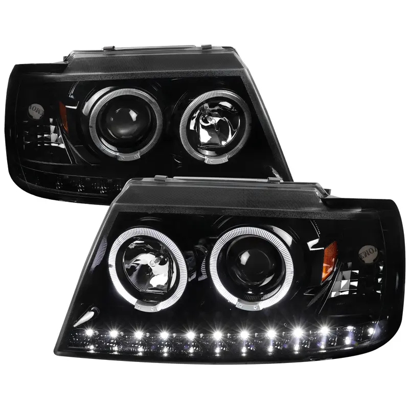 Spec-D 02-05 Ford Explorer Dual Halo Projector Headlights Strip Black 1