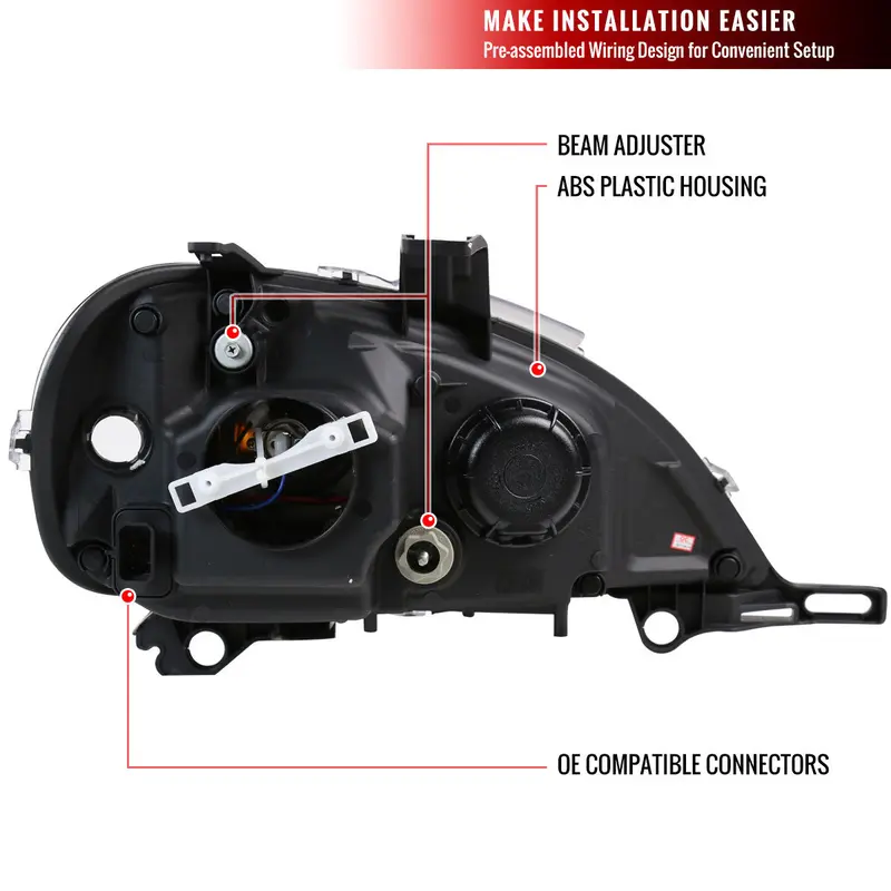 Spec-D 02-05 Mercedes Ml W163 Projector Headlights Black/Smoked 2