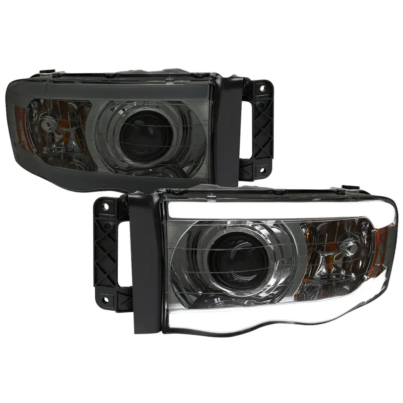 Spec-D 02-05 Ram 1500/03-05 Ram 2500/3500 Headlights Led Tube Smoked 1