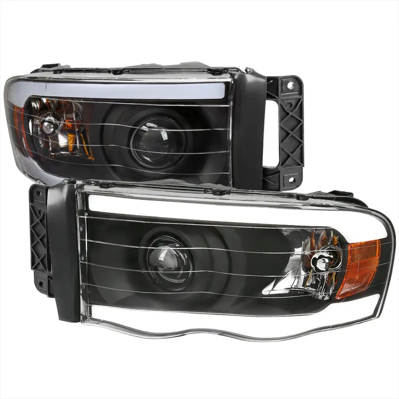 Spec-D 02-05 Ram 1500/2500/3500 Led Tube Headlights Black/Clear 1