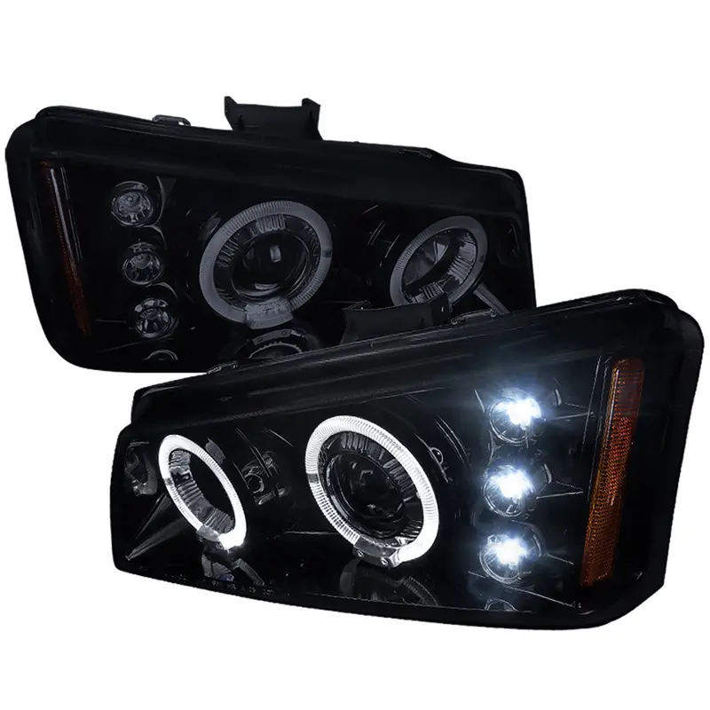 Spec-D 02-06 Avalanche 03-07 Silverado Halo Headlights Smoked 1