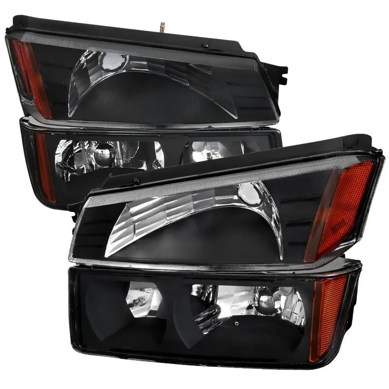 Spec-D 02-06 Avalanche 1500 2500 Headlights Bumper Lights Black 1