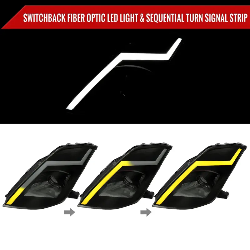 Spec-D 03-05 350Z Seq Projector Headlights Black W/ Smoked Lens 2