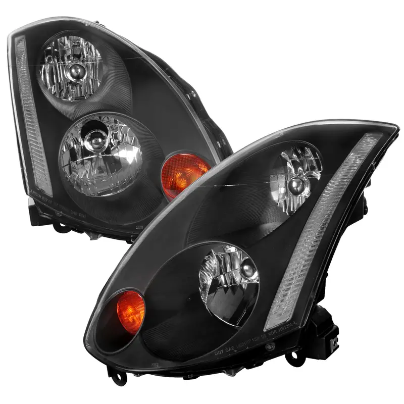 Spec-D 03-05 Infiniti G35 Coupe Headlights Oem Style Black 1
