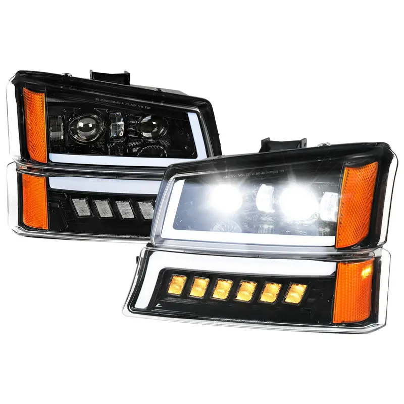 Spec-D 03-06 Chevy Silverado Gmc Sierra Headlights Halo Black/Smoked 1