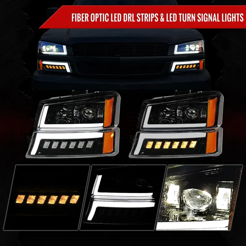 Spec-D 03-06 Chevy Silverado Gmc Sierra Headlights Halo Black/Smoked 2