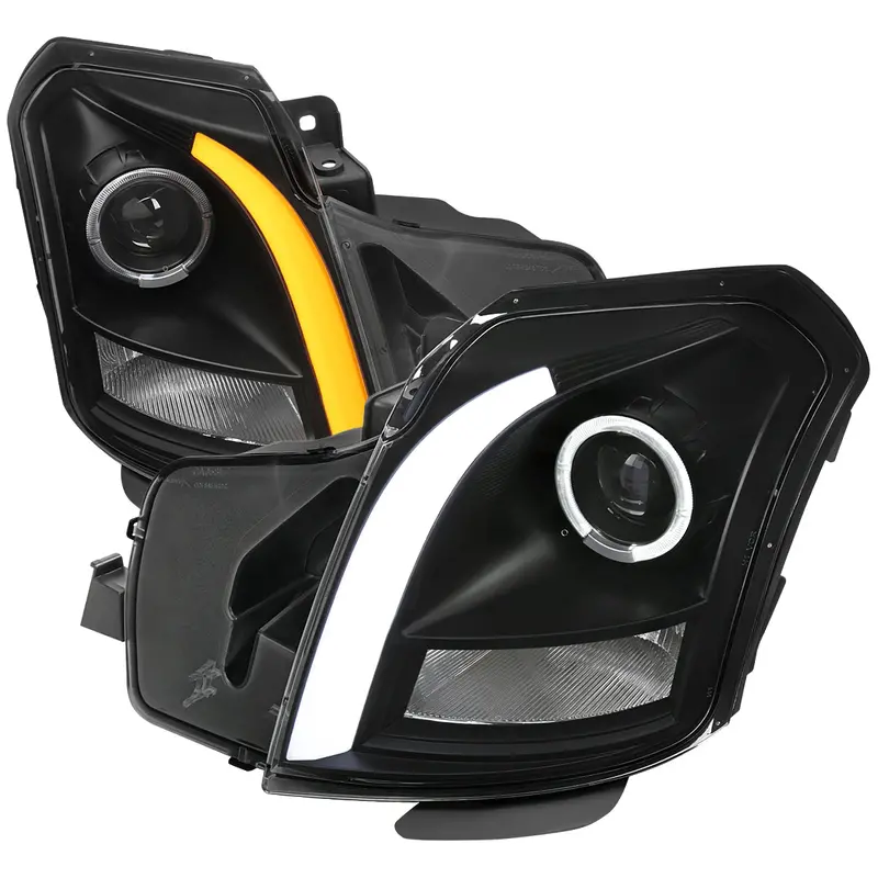 Spec-D 03-07 Cadillac Cts Headlights Halo Projector Black Seq 1