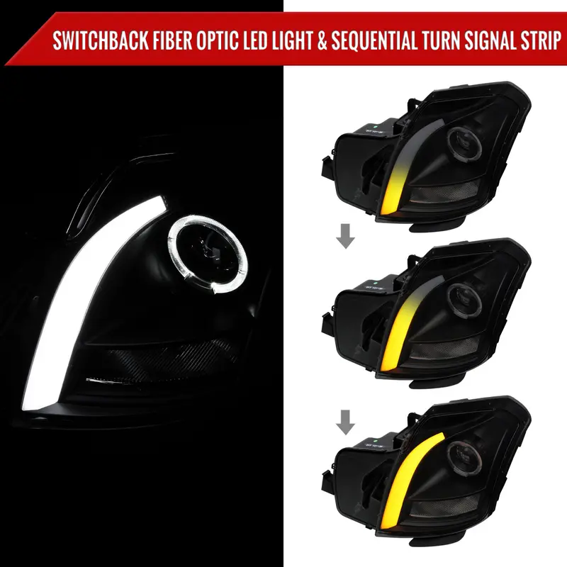 Spec-D 03-07 Cadillac Cts Headlights Halo Sequential Drl Black/Smoked 2
