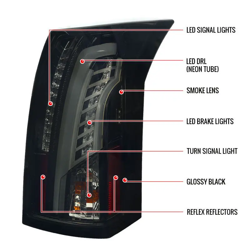 Spec-D 03-07 Cadillac Cts Led Tail Lights Black Smoked 2