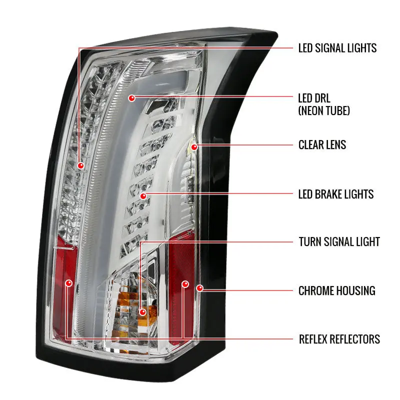 Spec-D 03-07 Cadillac Cts Tail Lights Led Chrome/Clear 2
