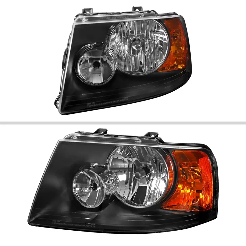 Spec-D 03-07 Ford Expedition Headlights Oem Style Black Amber 2