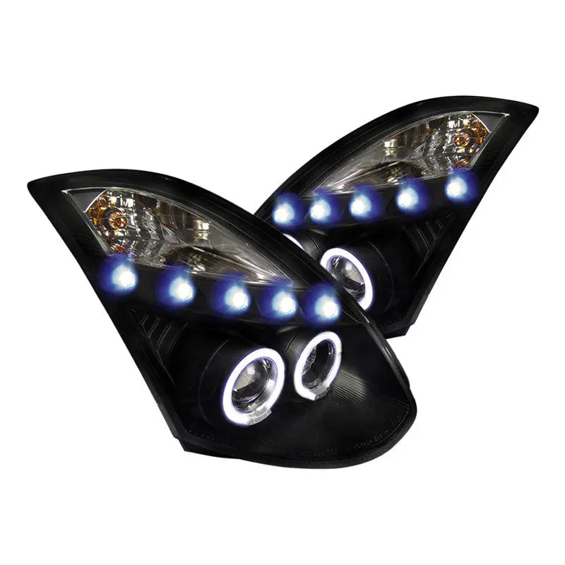 Spec-D 03-07 G35 Coupe Halo Projector Headlights Black 1