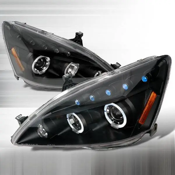 Spec-D 03-07 Honda Accord Halo Projector Headlights Black 2
