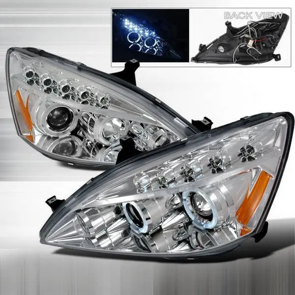 Spec-D 03-07 Honda Accord Halo Projector Headlights Chrome 2