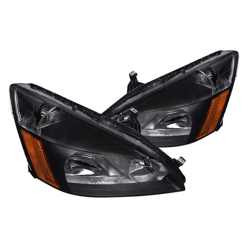 Spec-D 03-07 Honda Accord Headlights Black Amber Reflectorss 1