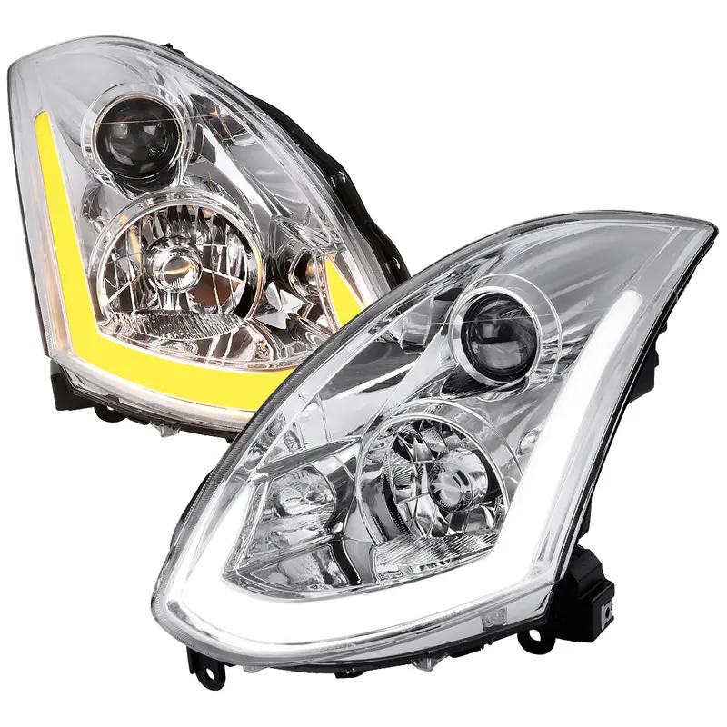 Spec-D 03-07 Infiniti G35 Coupe Headlights Led Bar Sequential Chrome 1