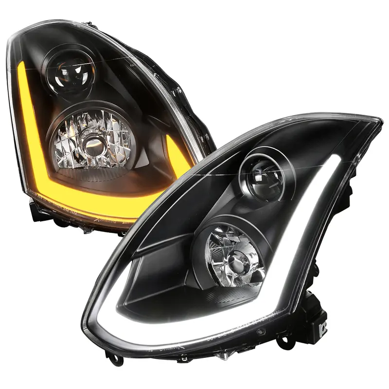 Spec-D 03-07 Infiniti G35 Coupe Headlights Sequential Led Bar Black 1