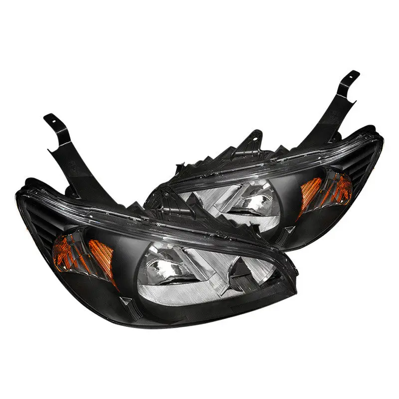 Spec-D 04-05 Honda Civic Headlights Crystal Jdm Matte Black 1