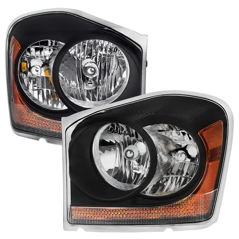 Spec-D 04-06 Dodge Durango Headlights Oem Style Black Amber 1