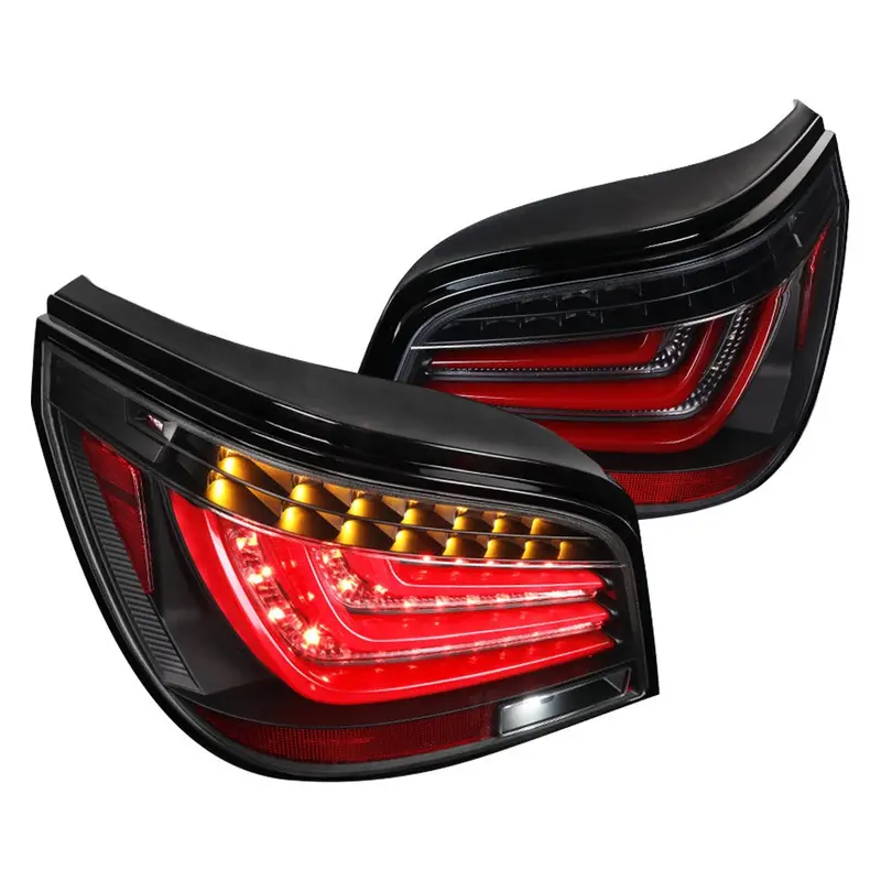 Spec-D 04-07 Bmw 525I 530I 550I 545I Led Tail Lights Black Clear Lens Red Bar 1