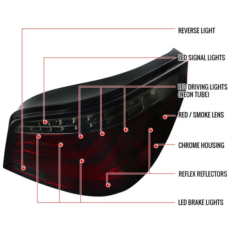 Spec-D 04-07 Bmw E60 525I 530I 550I 545I Led Tail Lights Red Smoked 2