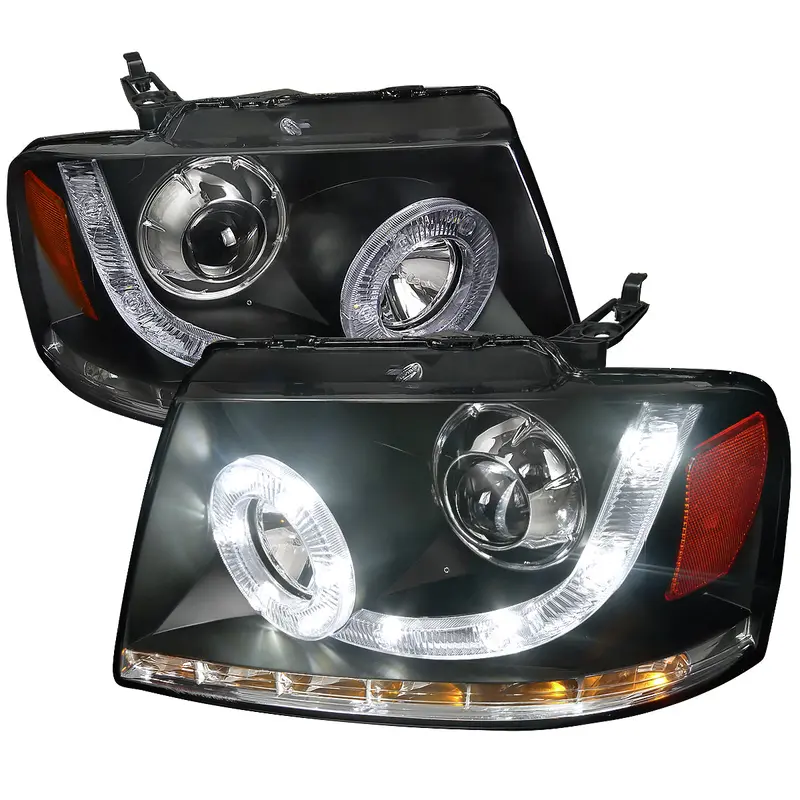 Spec-D 04-08 F-150/06-08 Lincoln Mark Lt Halo Pro Headlights Black 1