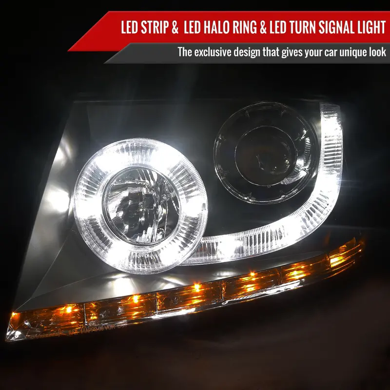 Spec-D 04-08 F-150/06-08 Lincoln Mark Lt Halo Pro Headlights Black 2