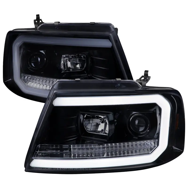Spec-D 04-08 F-150/Mark Lt Headlights Led C-Bar Smoked 1