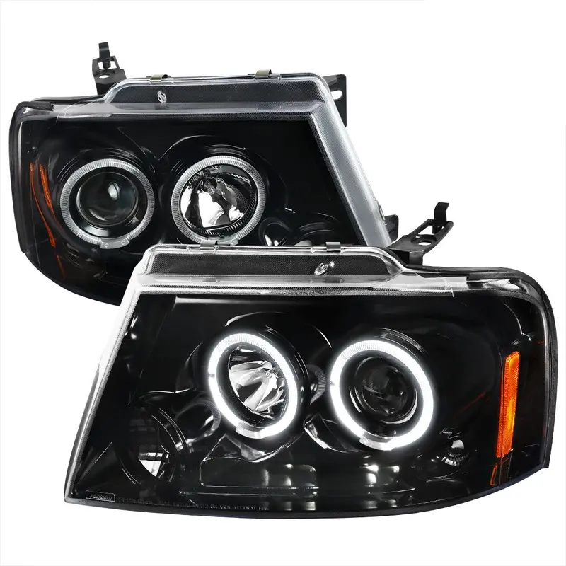 Spec-D 04-08 Ford F-150 Headlights Dual Halo Projector Jet Black 1