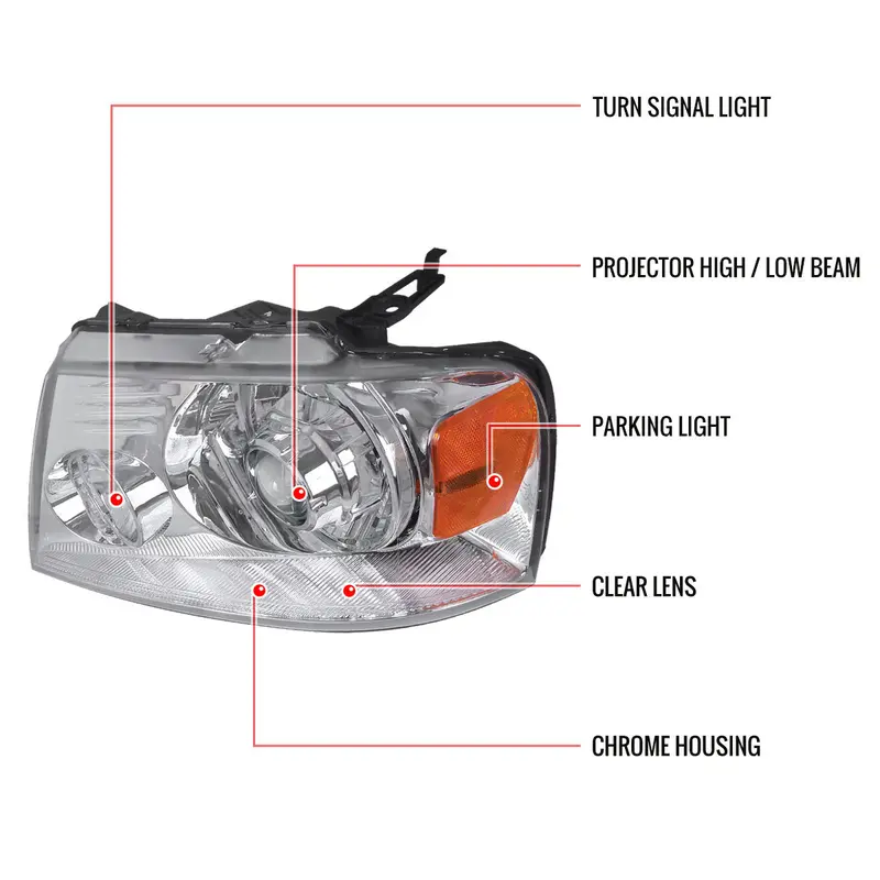 Spec-D 04-08 Ford F150 06-08 Lincoln Mark Retro Headlights Chrome 2