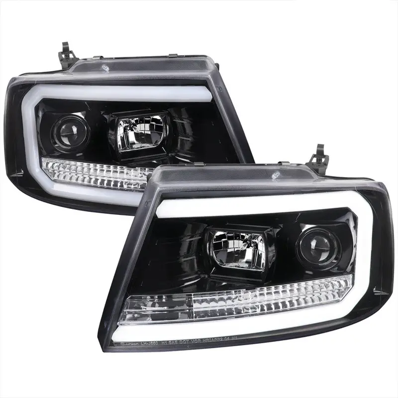 Spec-D 04-08 Ford F150 Led Projector Headlights Led Bar Black 1