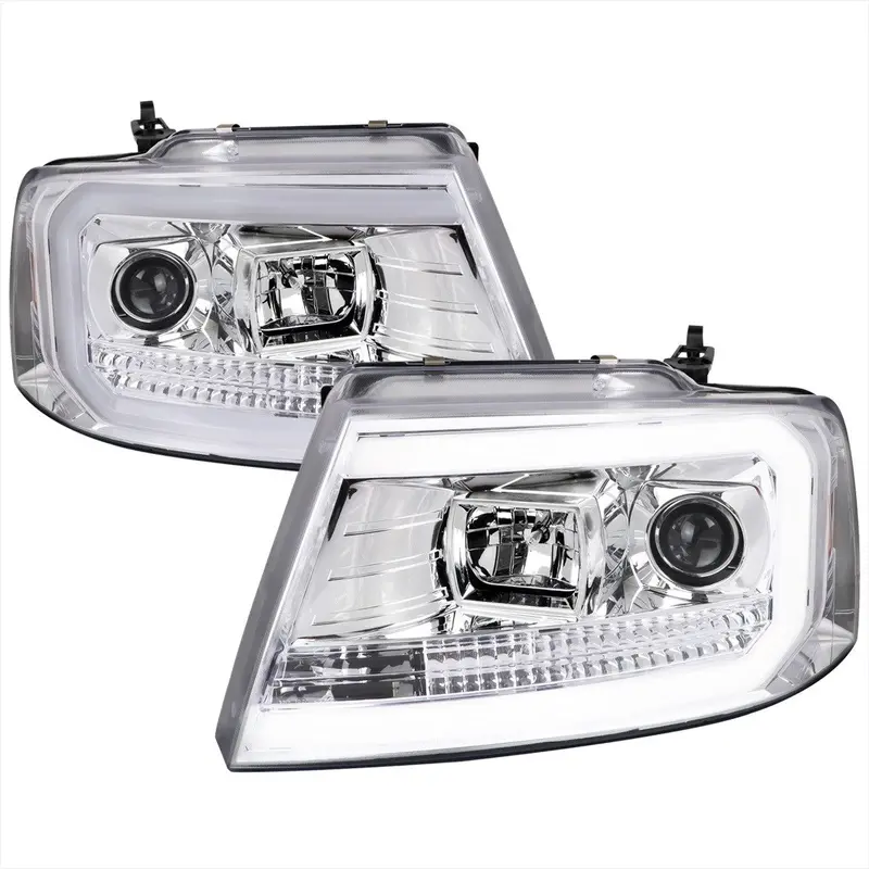 Spec-D 04-08 Ford F150 Projector Headlights Led Bar Chrome 1