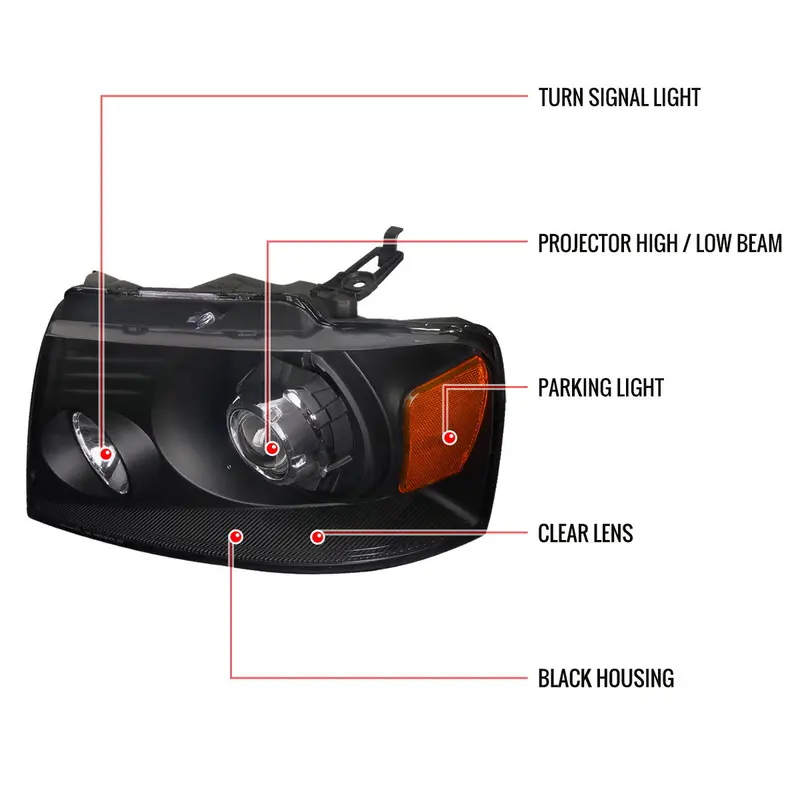Spec-D 04-08 Ford F150 Retro Fit Projector Headlights Black 2