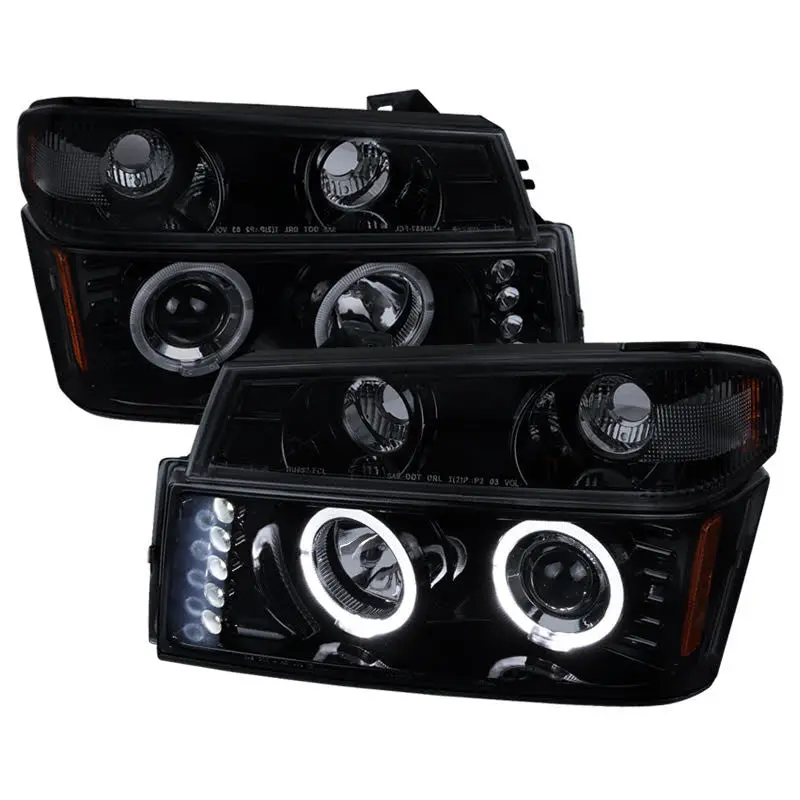 Spec-D 04-12 Chevy Colorado Halo Projector Headlights Black/Smoked 1