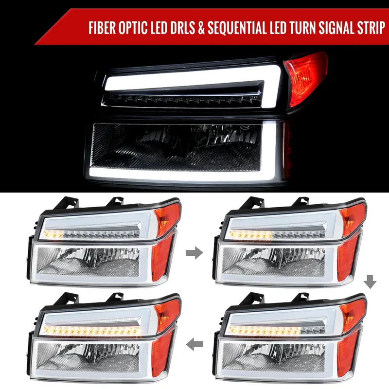 Spec-D 04-12 Colorado/Canyon Headlights Led Bar Seq Chrome/Clear 2