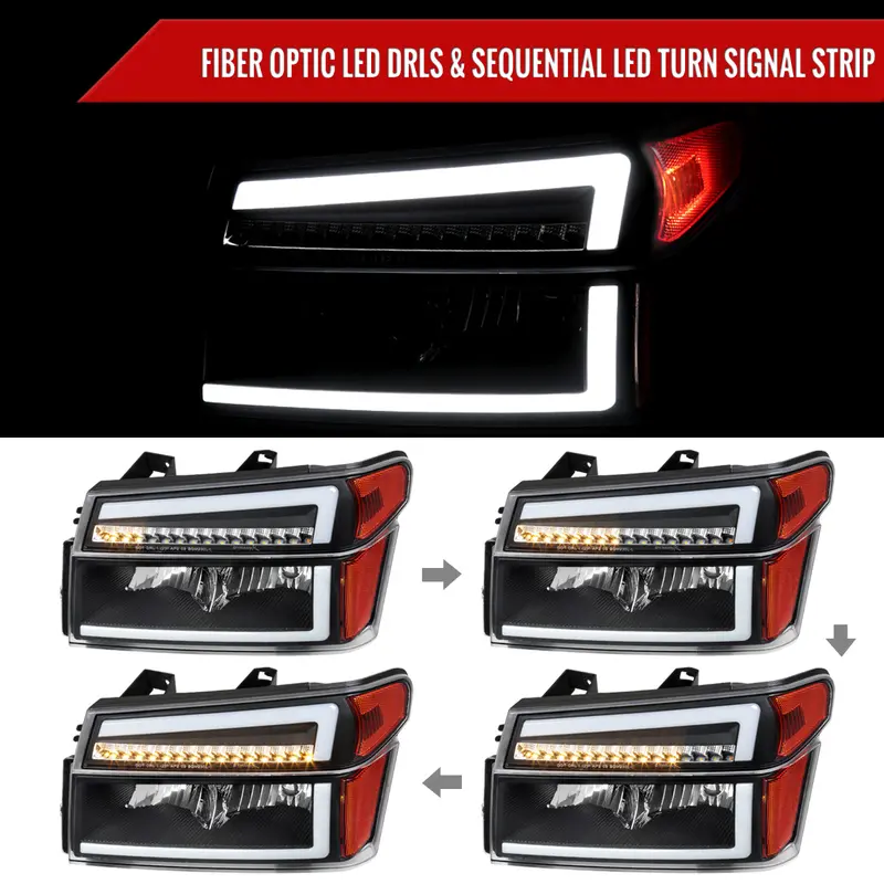 Spec-D 04-12 Colorado Gmc Canyon Sequential Headlights Oem Style Black 2