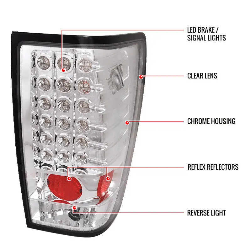 Spec-D 04-12 Nissan Titan Led Tail Lights Chrome 2