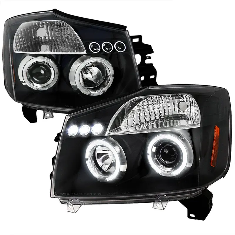 Spec-D 04-15 Nissan Titan Halo Projector Headlights Black 1