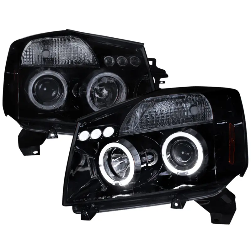 Spec-D 04-15 Nissan Titan Halo Projector Headlights Black/Smoked 1