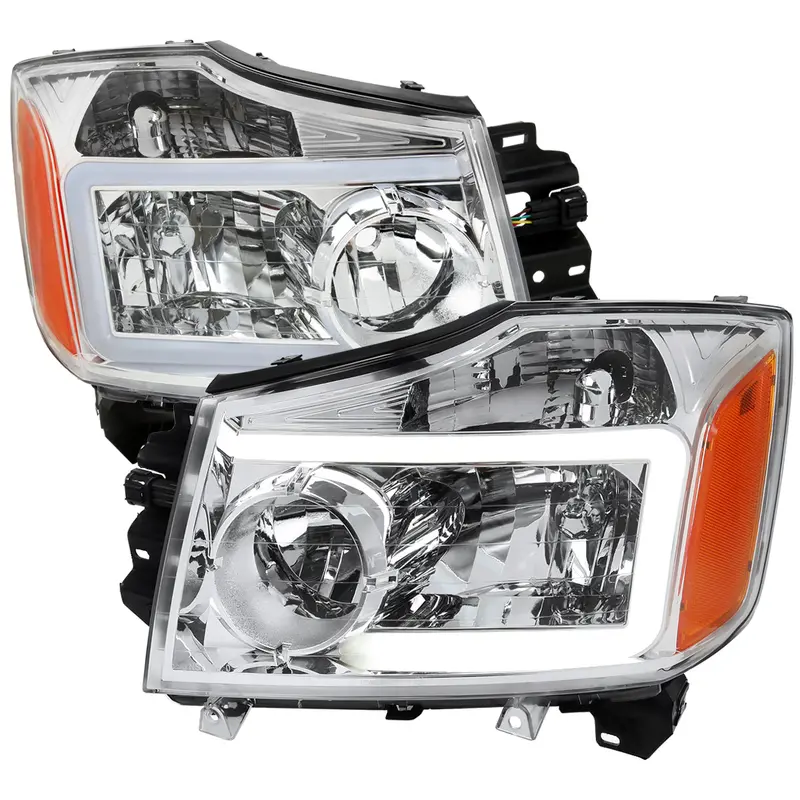 Spec-D 04-15 Nissan Titan Headlights Projector Chrome/Clear G3 1
