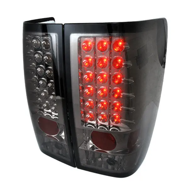 Spec-D 04-15 Nissan Titan Led Tail Lights Chrome/Red Smoked 1