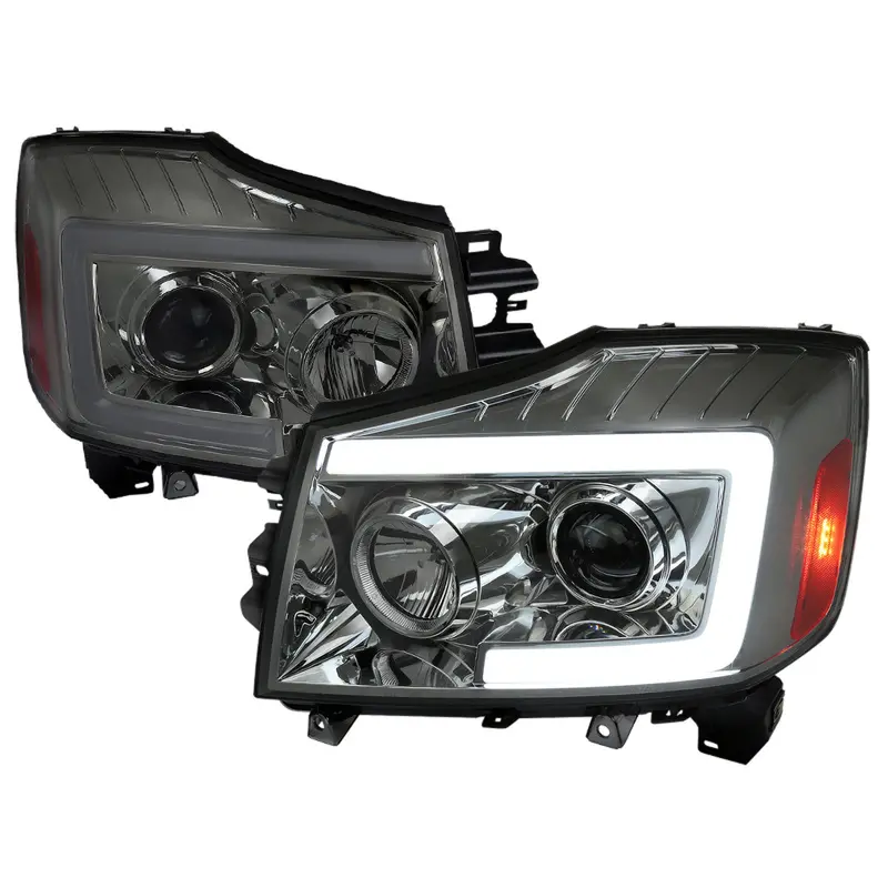 Spec-D 04-15 Titan 07-07 Armada Pro Headlights Led Bar Chrome 1