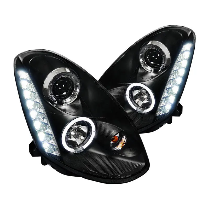 Spec-D 05-06 Infiniti G35 Sedan Projector Halo Headlights Matte Black/Clear 1